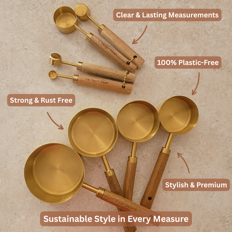 PurePrep™ Premium Wooden & Stainless Steel Measuring Set