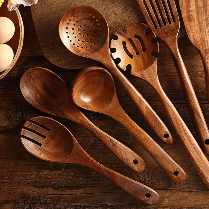 PurePrep™ Premium Teak Wood Cooking Utensils - Set of 7
