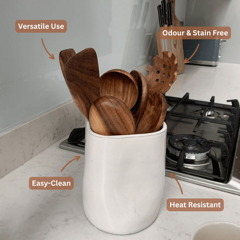 PurePrep™ Premium Teak Wood Cooking Utensils - Set of 7