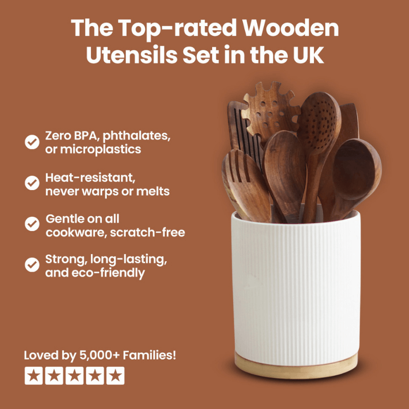 PurePrep™ Premium Teak Wood Cooking Utensils - Set of 7