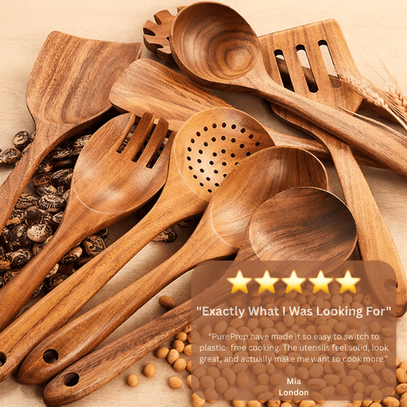 PurePrep™ Premium Teak Wood Cooking Utensils - Set of 7