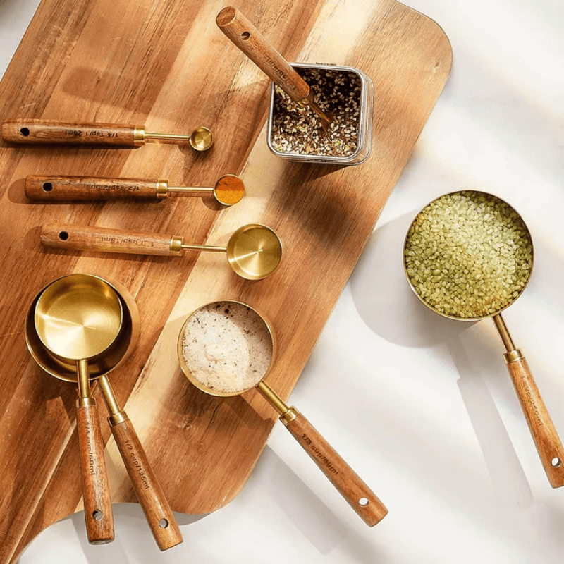 PurePrep™ Premium Wooden & Stainless Steel Measuring Set