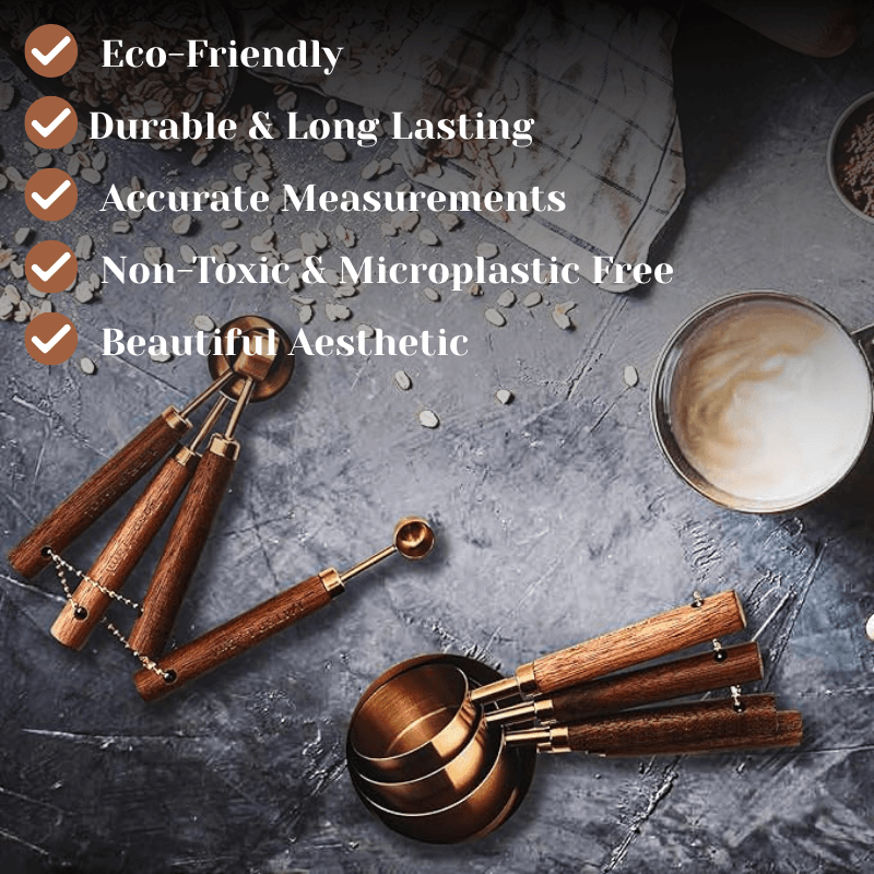 PurePrep™ Premium Wooden & Stainless Steel Measuring Set