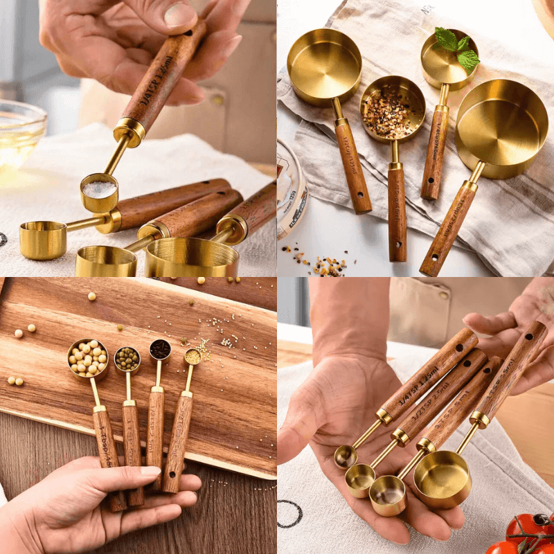 PurePrep™ Premium Wooden & Stainless Steel Measuring Set