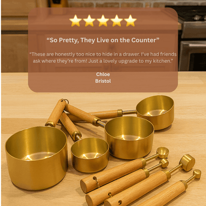 PurePrep™ Premium Wooden & Stainless Steel Measuring Set
