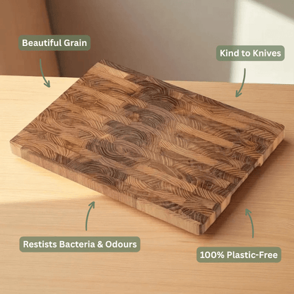 PurePrep™ Premium Teak Wood Chopping Board | Naturally Antibacterial & Knife-Friendly