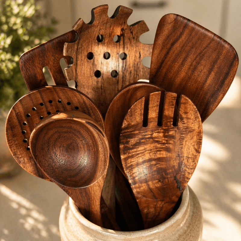 PurePrep™ Teak Utensils | 7-Piece Non-Toxic Kitchen Set