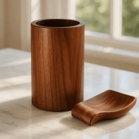PurePrep™ Premium Teak Wood Utensil Holder & Spoon Rest Set