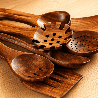 PurePrep™ Teak Utensils | 7-Piece Non-Toxic Kitchen Set
