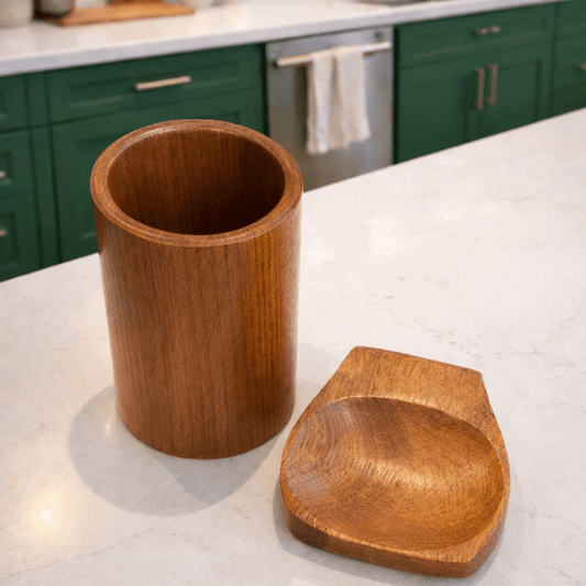 PurePrep™ Premium Teak Wood Utensil Holder & Spoon Rest Set