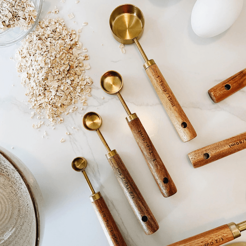 PurePrep™ Premium Wooden & Stainless Steel Measuring Set