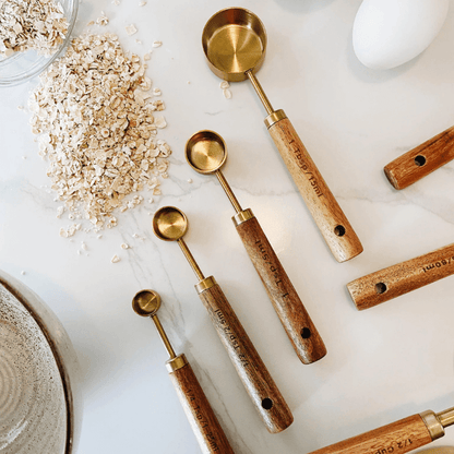 PurePrep™ Premium Wooden & Stainless Steel Measuring Set