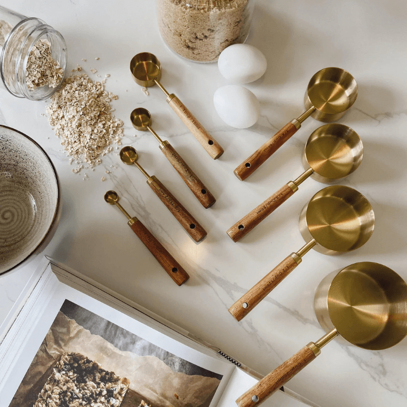 PurePrep™ Premium Wooden & Stainless Steel Measuring Set