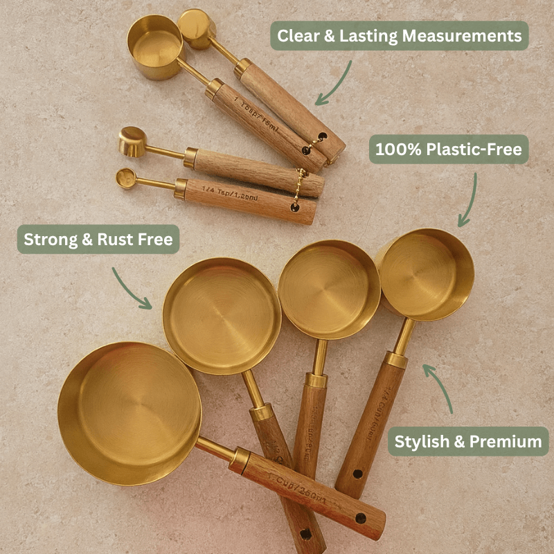 PurePrep™ Premium Wooden & Stainless Steel Measuring Set