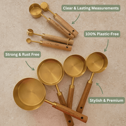 PurePrep™ Premium Wooden & Stainless Steel Measuring Set