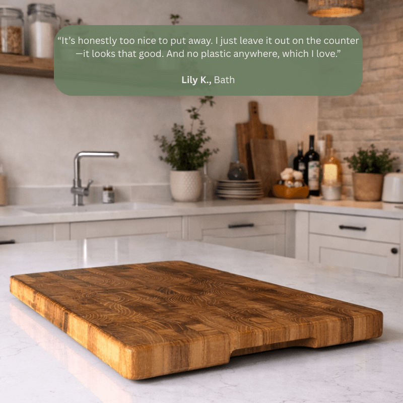 PurePrep™ Premium Teak Wood Chopping Board | Naturally Antibacterial & Knife-Friendly