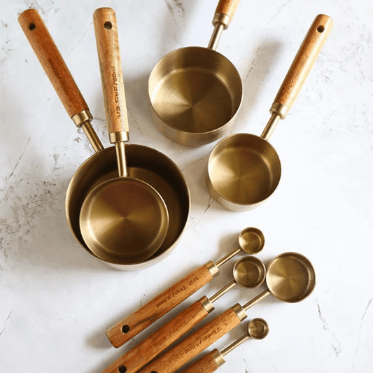 PurePrep™ Premium Wooden & Stainless Steel Measuring Set