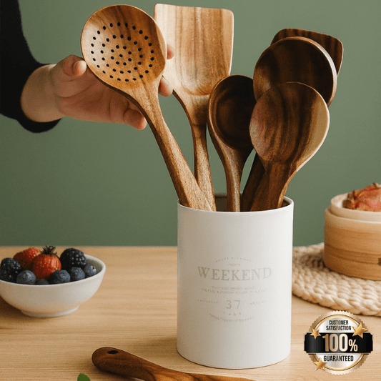 PurePrep™ Premium Teak Wood Cooking Utensils - Set of 7
