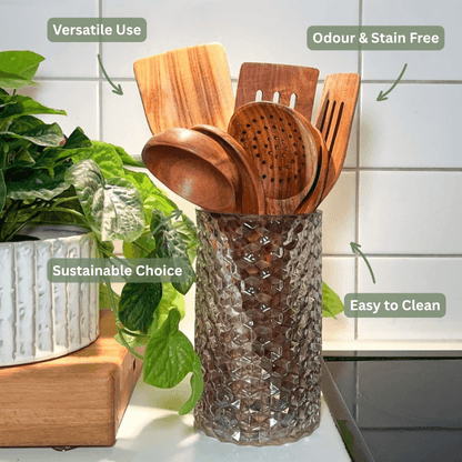 PurePrep™ Premium Teak Wood Utensils | 7-Piece Non-Toxic Set