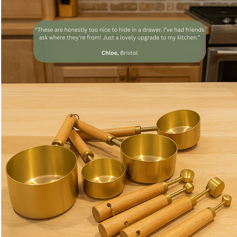 PurePrep™ Premium Wooden & Stainless Steel Measuring Set