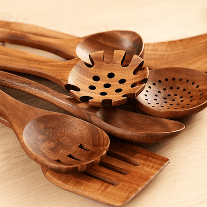 PurePrep™ Premium Teak Wood Cooking Utensils - Set of 7