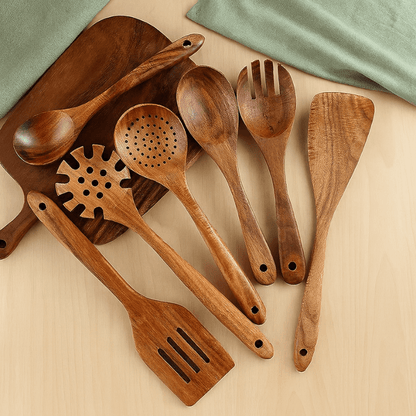 PurePrep™ Premium Teak Wood Cooking Utensils - Set of 7