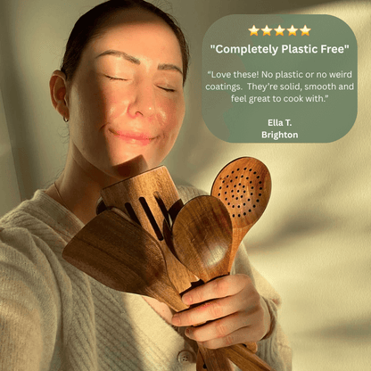 PurePrep™ Premium Teak Wood Utensils | 7-Piece Non-Toxic Set