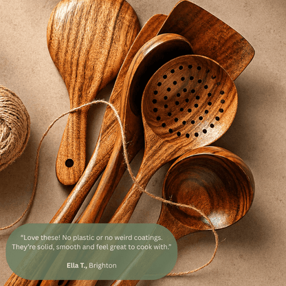 PurePrep™ Teak Utensils | 7-Piece Non-Toxic Kitchen Set