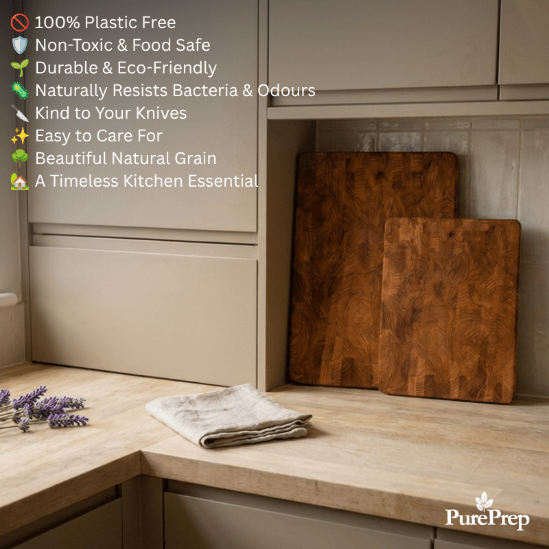 PurePrep™ Premium Teak Wood Chopping Board | Plastic-Free & Knife-Friendly