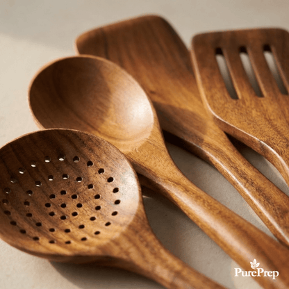 The PurePrep™ Teak Wood Set | 7 Premium Non-Toxic Utensils