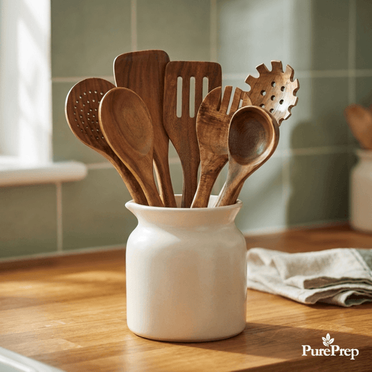 The PurePrep™ Teak Wood Set | 7 Premium Non-Toxic Utensils
