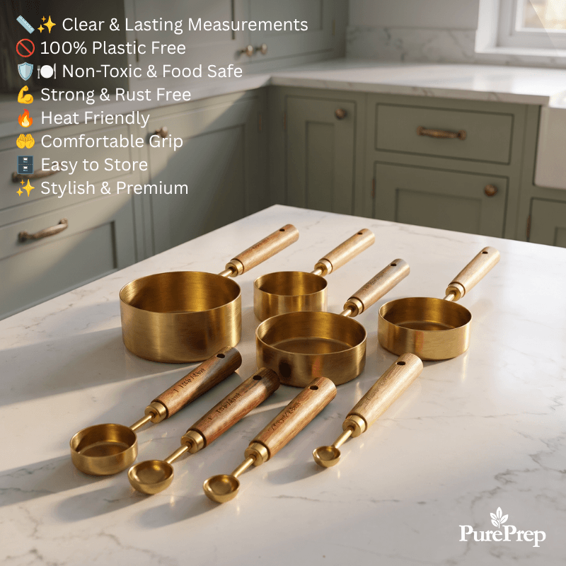 PurePrep™ Premium Wooden & Stainless Steel Measuring Set