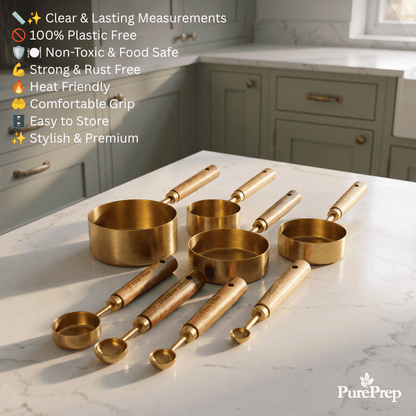 PurePrep™ Premium Wooden & Stainless Steel Measuring Set