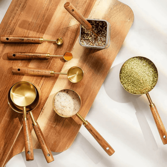PurePrep™ Premium Wooden & Stainless Steel Measuring Set