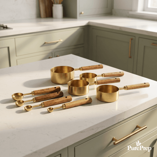 PurePrep™ Premium Wooden & Stainless Steel Measuring Set