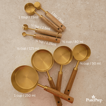 PurePrep™ Premium Wooden & Stainless Steel Measuring Set