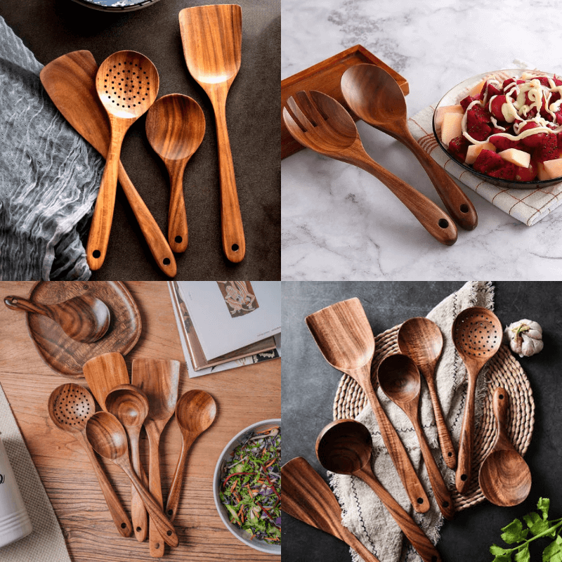 PurePrep™ Premium Teak Wood Cooking Utensils - Set of 7