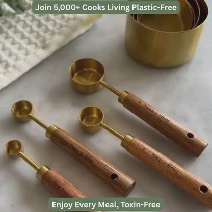 PurePrep™ Premium Wooden & Stainless Steel Measuring Set